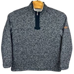 Orvis Mens Gray Sherpa‎ Lined Quarter Zip Pull Over Heavyweight Sweatshirt Large